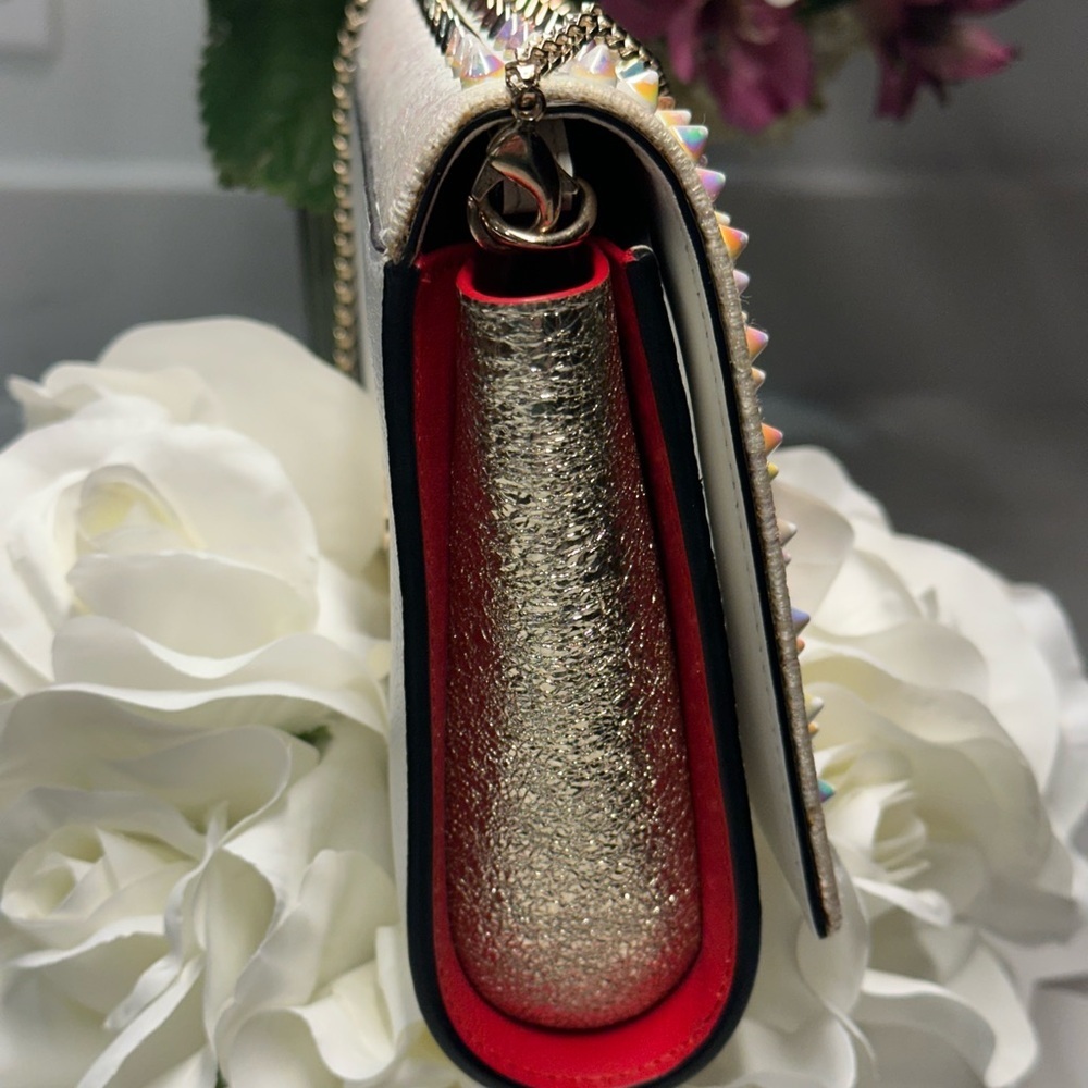 Christian Louboutin Paloma Silver and Gold Studded Clutch Shoulder Bag - Picture 10 of 16